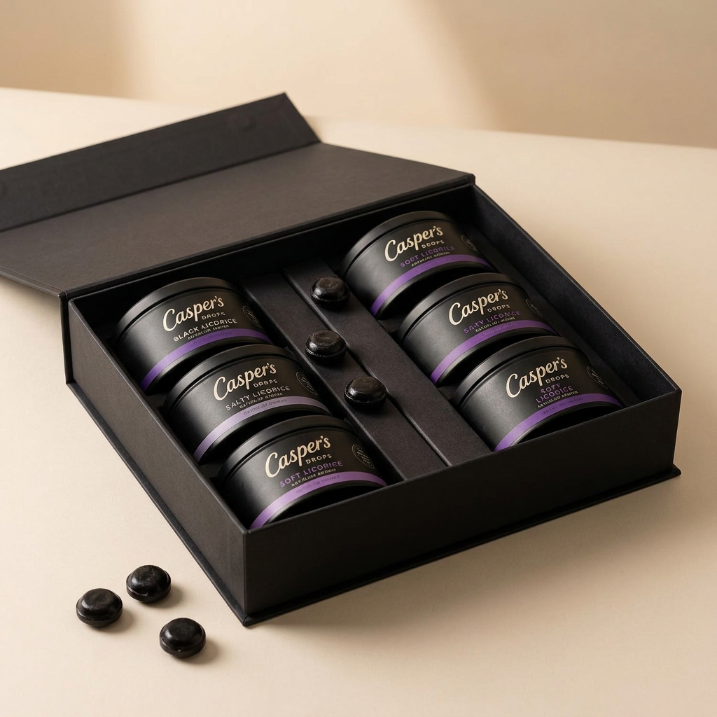 Lakrids Box med Casper’s Drops bøtter